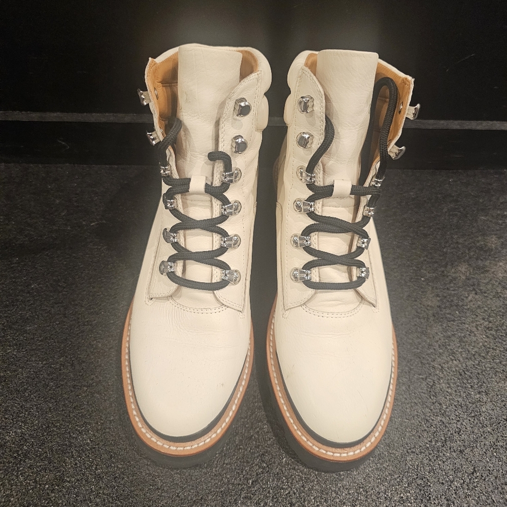 Marc Fisher Cream Combat Boots